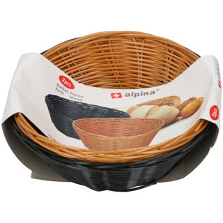 Alpina broodmandjes - 2 stuks - rieten mandje - bruin en zwart
