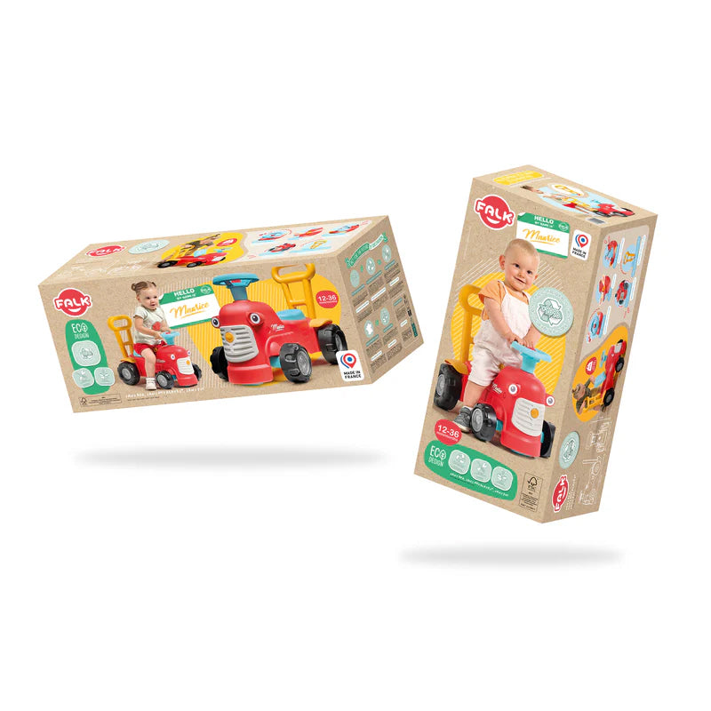 Falk looptractor maurice met trailer rood