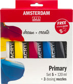 Amsterdam - Amsterdam standard series acrylverf primaire set | 5 x 120 ml + 3 doseertuiten