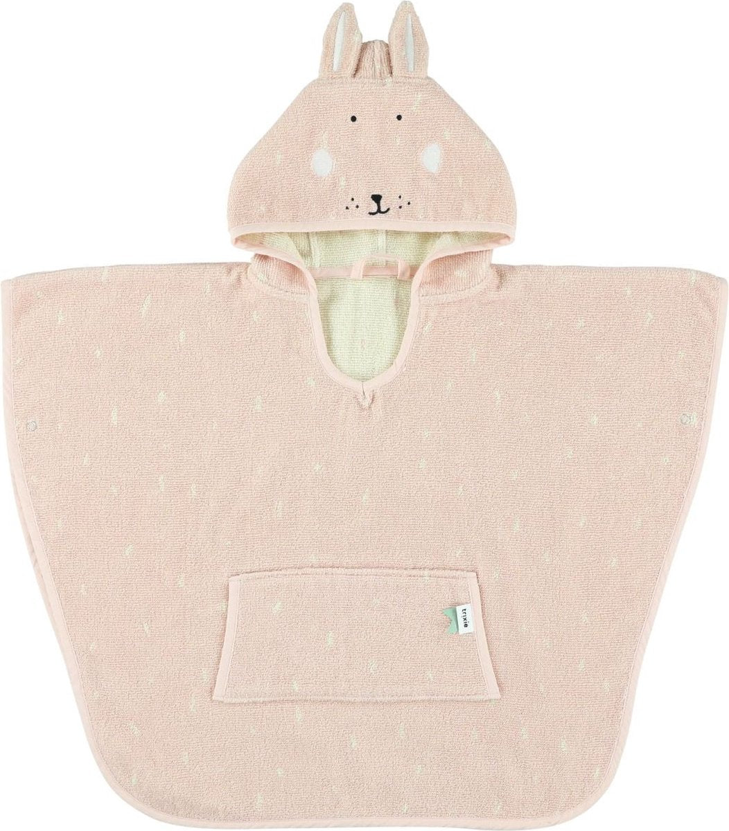 Trixie poncho - mrs. rabbit - 100% biologisch katoen - badcape kind met capuchon - met leuke details
