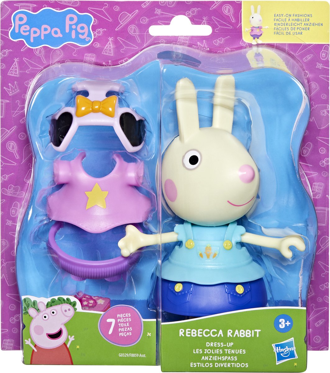 Hasbro - Hasbro Peppa pig-speelgoed kelly konijn-aankleedfiguur van 15 cm met 6 modeaccessoires peuterspeelgoed 3+