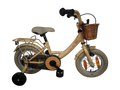 Bikefun kinderfiets girly 12 inch - met mandje, zijwieltjes en remnaaf - goud