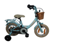 Bikefun kinderfiets girly 12 inch - met mandje, zijwieltjes en remnaaf - blauw