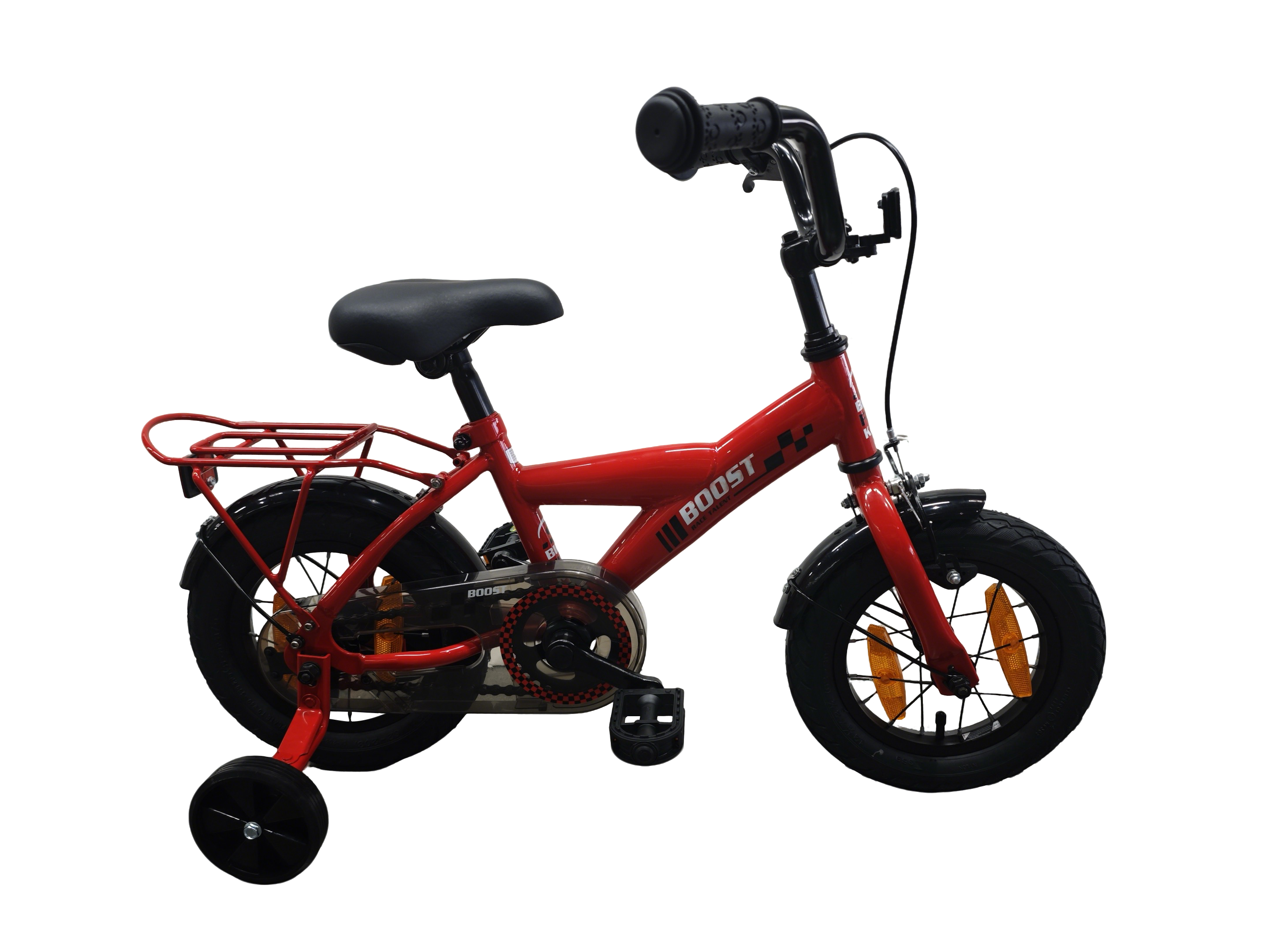 Bikefun kinderfiets boost 12 inch - met zijwieltjes en remnaaf - rood