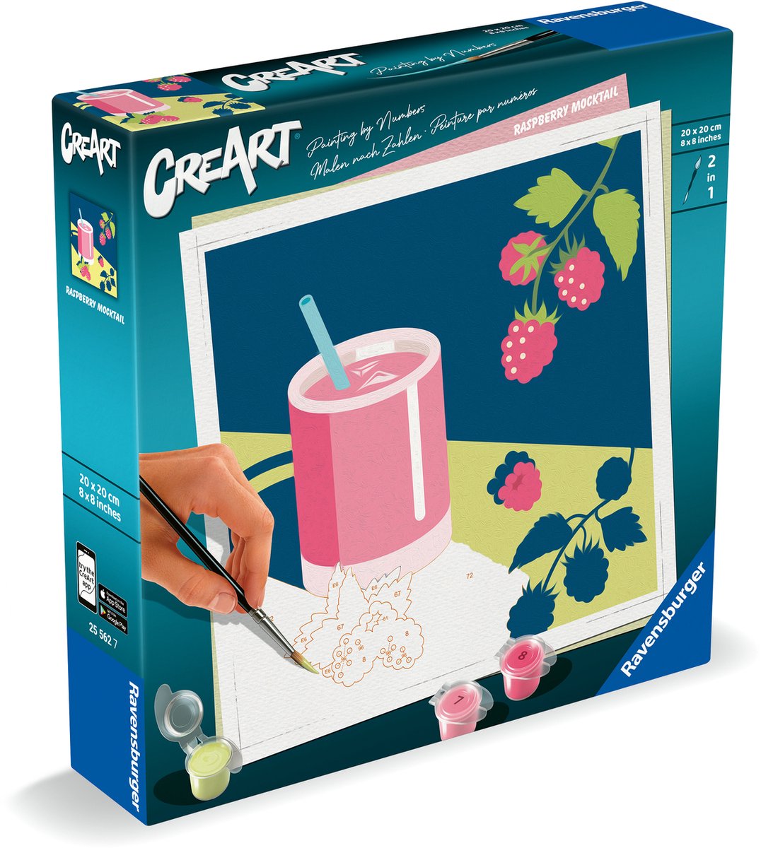 Ravensburger - schilderen op nummer framboos creatief schilderpakket 20x20 cm.
