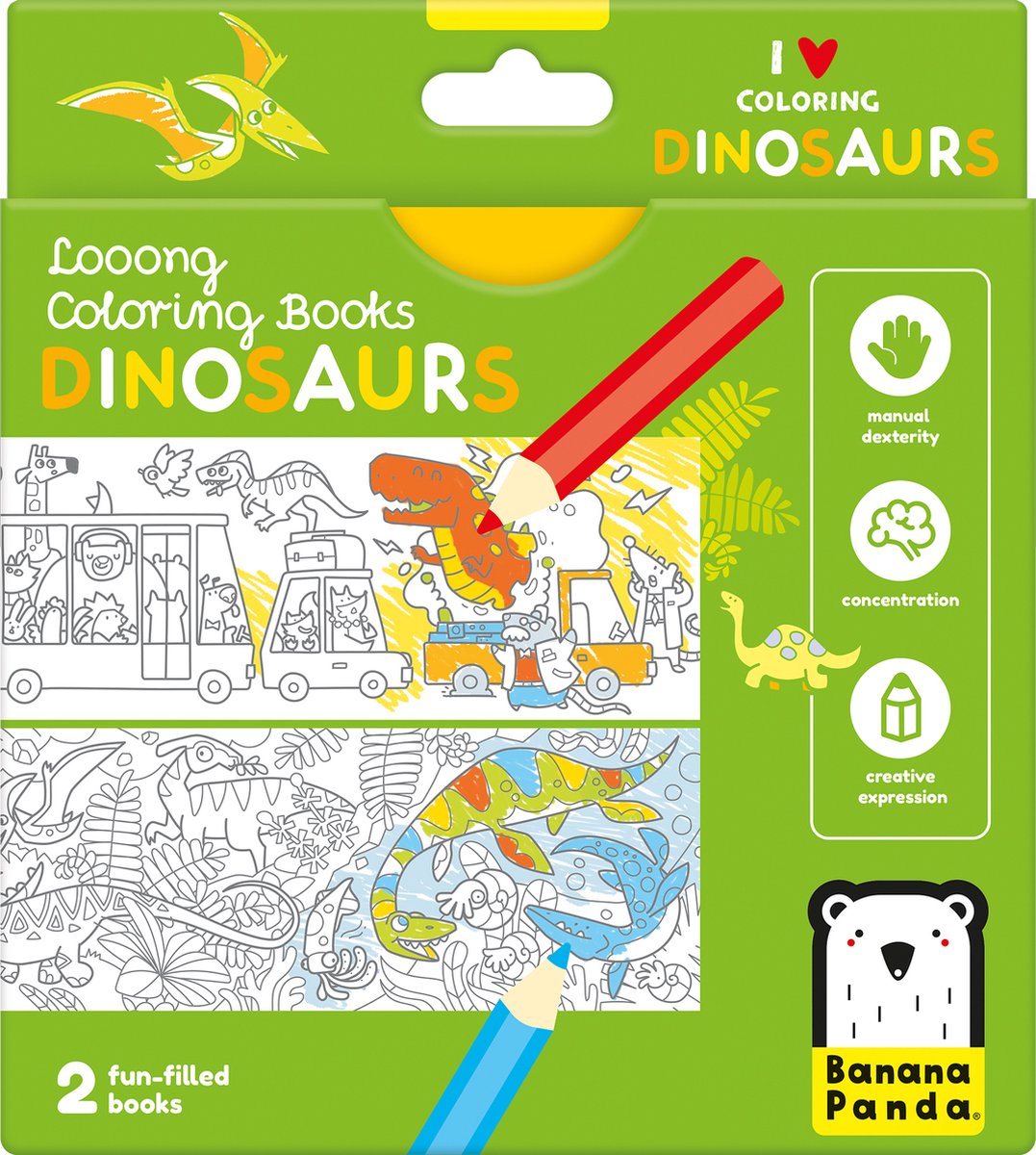 Banana Panda - Banana Panda - kleurboekje ik hou van kleurplaten met dinosaurussen