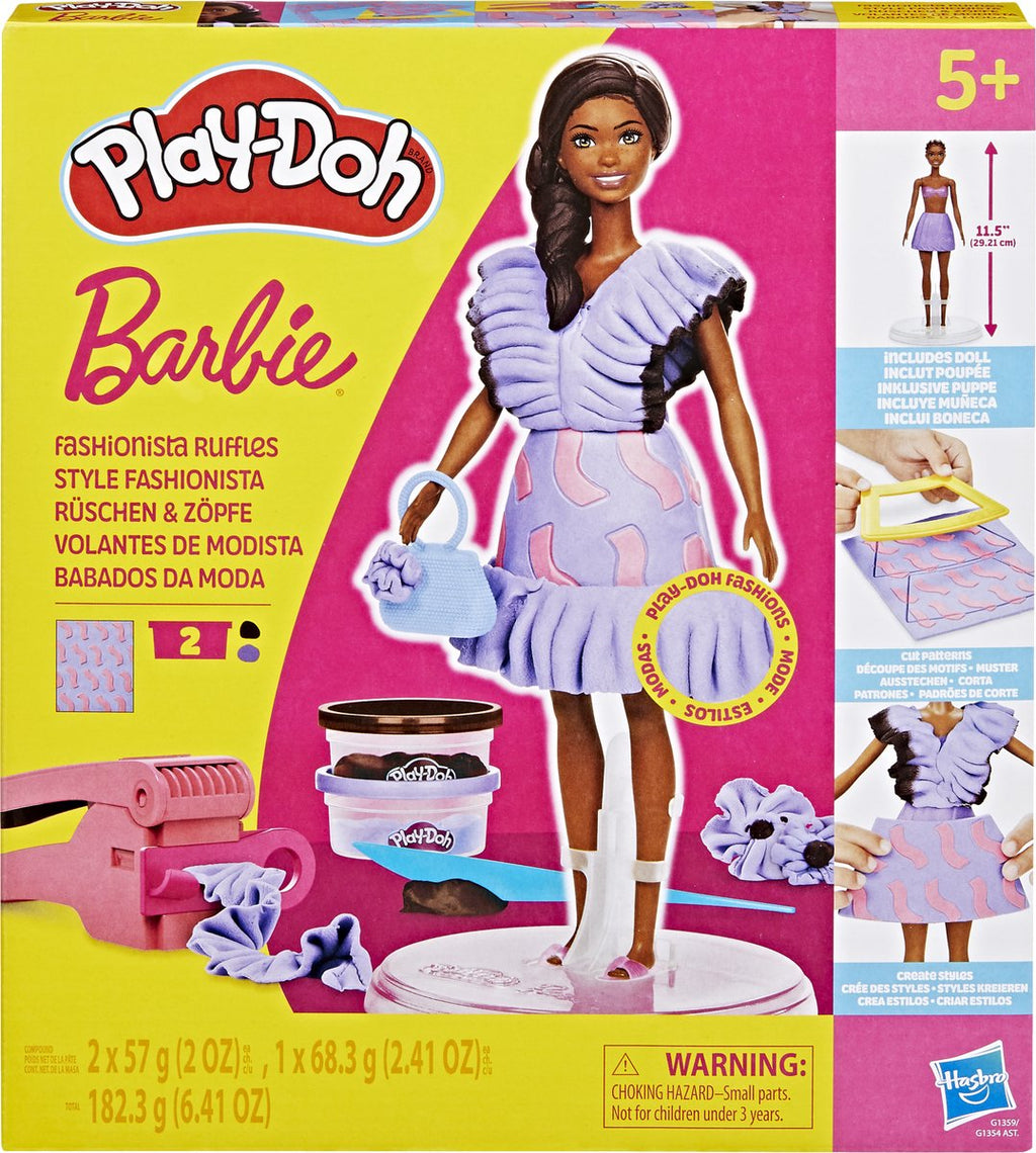 Play-doh barbie fashionista-franjes - speelset met pop - boetseerklei