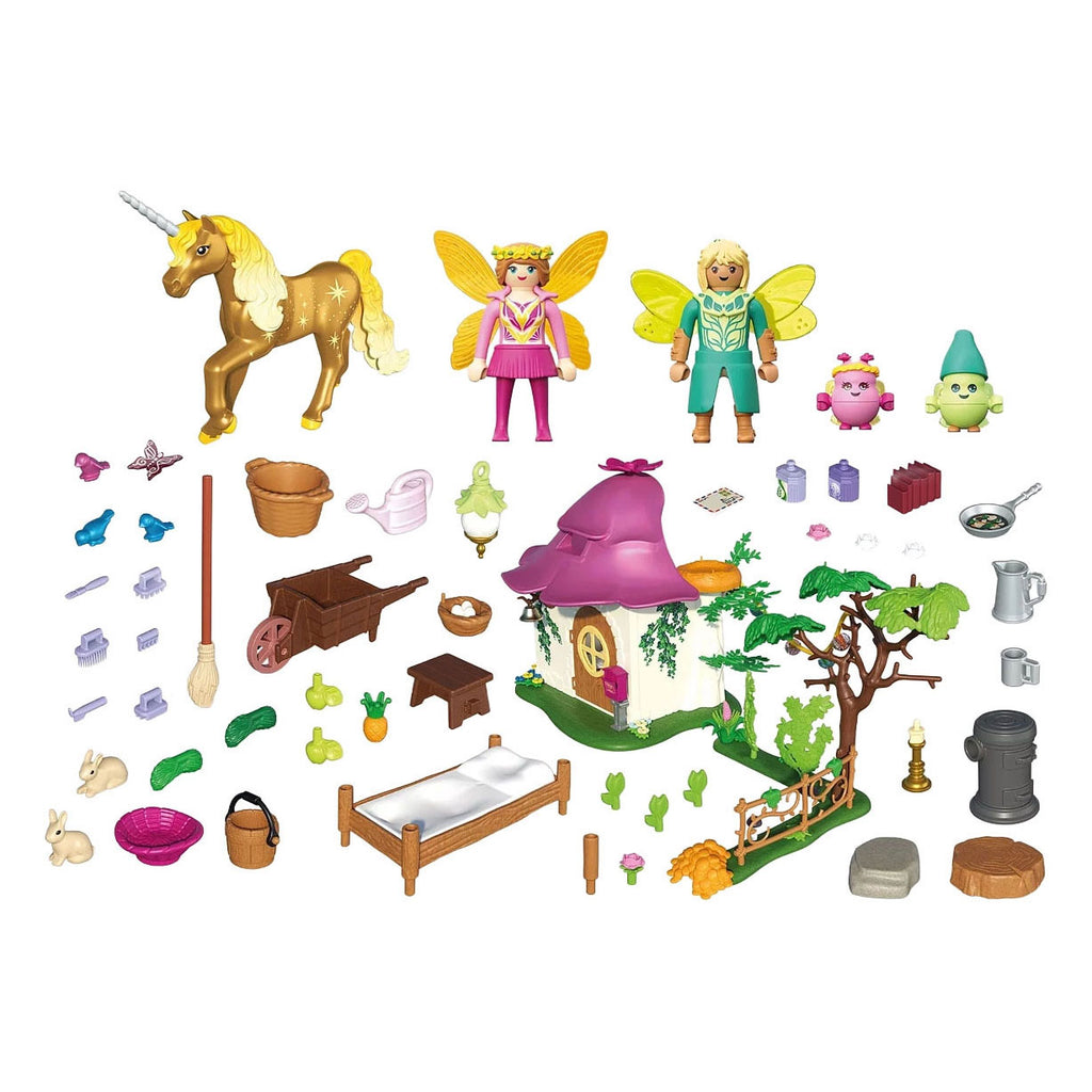 Playmobil magische eenhoorns - feeënhuis met gouden eenhoorn en stal - met oplichtende slinger voor magische nachten - 71838