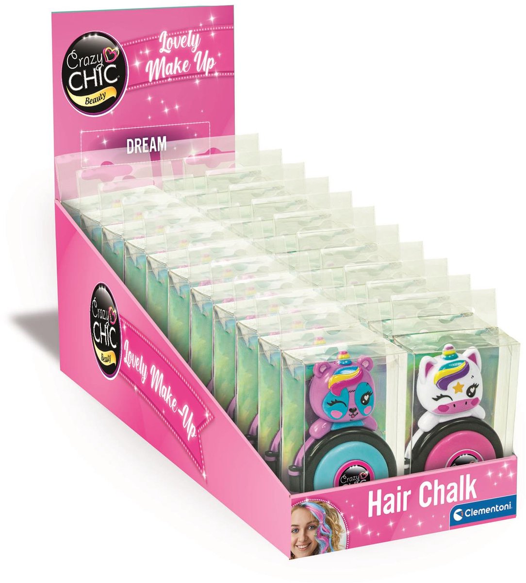 Clementoni - crazy chic haarkrijt eenhoorn roze/blauw