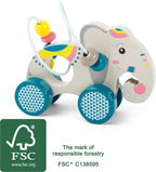 Small foot - houten duwfiguur olifant met motoriekspiraal