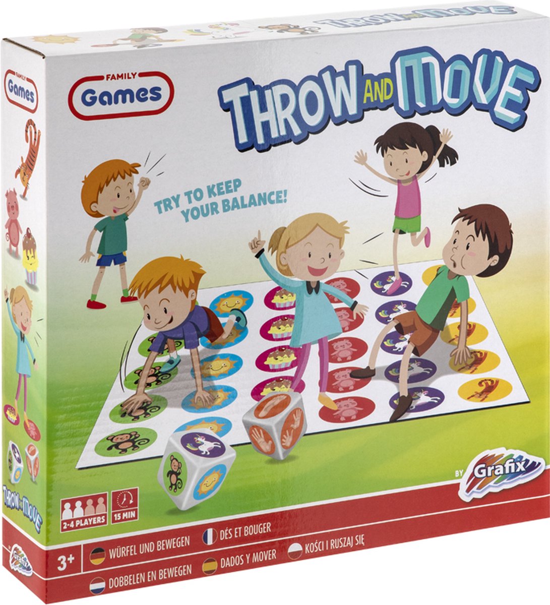 Grafix - Grafix dobbelen en bewegen - gezelschapsspel - buiten spelen - buitenspeelgoed - spellen voor kinderen - speelmat 125cm x 155cm