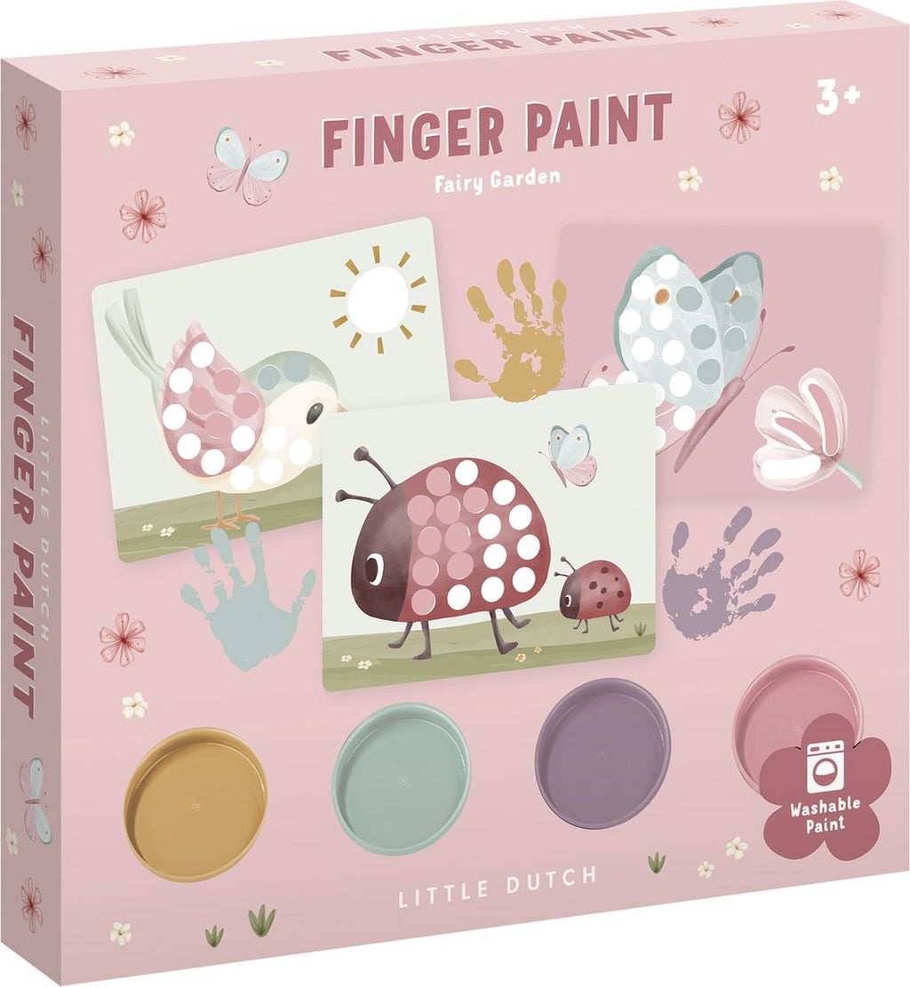 Little dutch vingerverf set - fairy garden - 4 kleuren vingerverf - knutselen - speelgoed kinderen - voor meisjes - vanaf 3 jaar