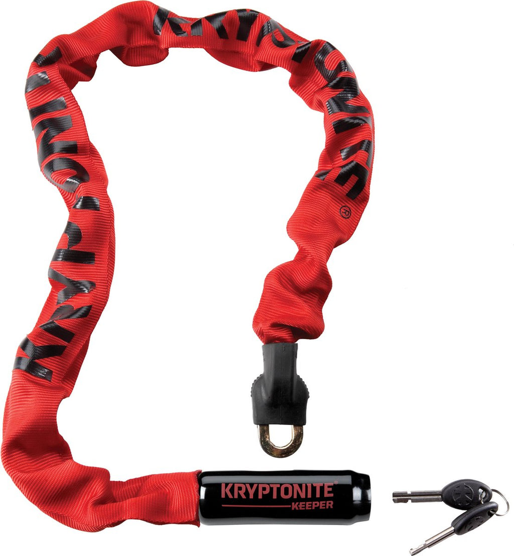 Kryptonite - Kryptonite keeper 785-ketting met geïntegreerd slot – kettingslot fiets – fietsslot met ketting voor elektrische fiets – 85 cm – staal – rood
