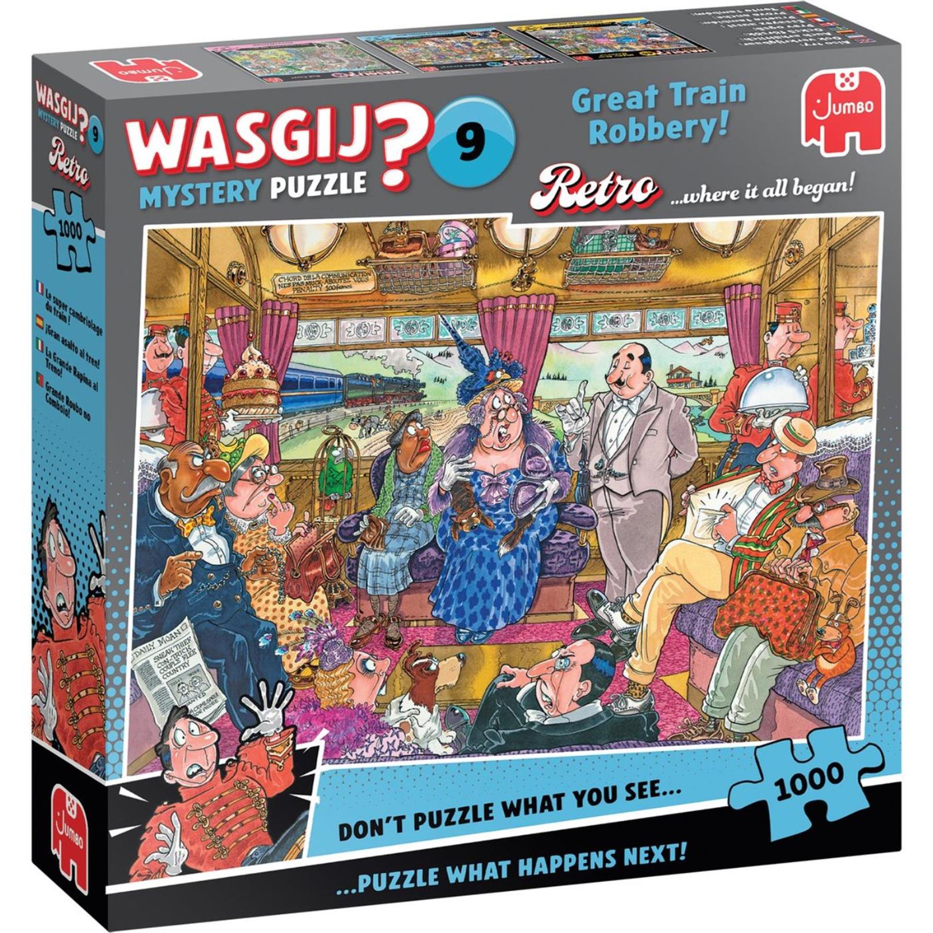 Jumbo wasgij retro mystery 9 legpuzzel - de grotere treinroof, 1000st.