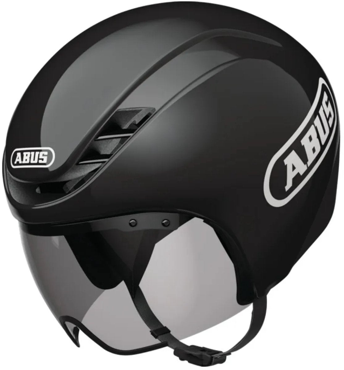 ABUS - ABUS Fietshelm gamechanger tt 1.1 shiny black l - 57-61 cm - zwart - geschikt voor gebruik op tijdritfietsen - 390 g