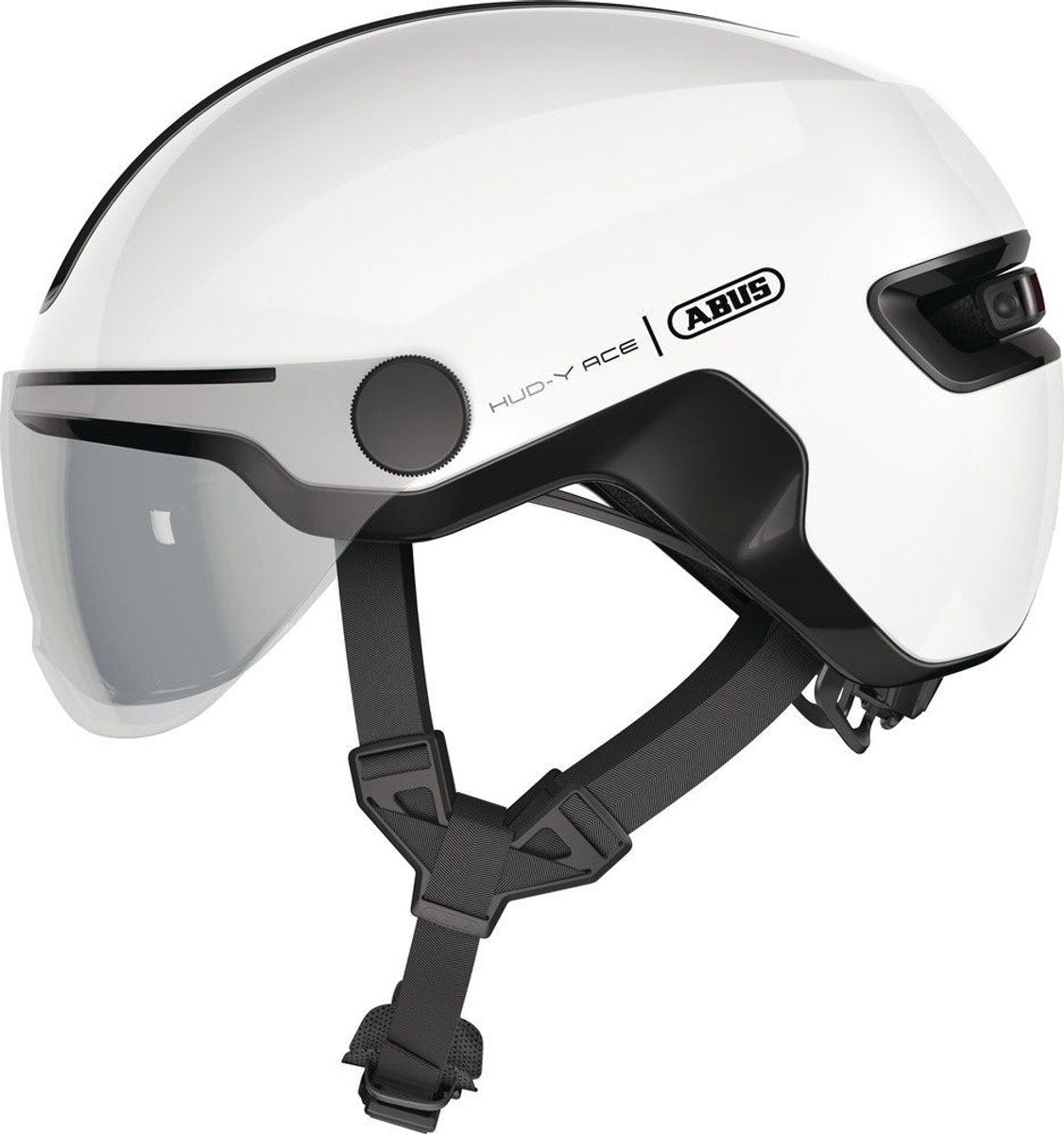 ABUS - ABUS Fietshelm hud-y ace shiny white m - 54-58 cm - wit - geschikt voor gebruik op elektrische fietsen - stadsfietsen - 430 g