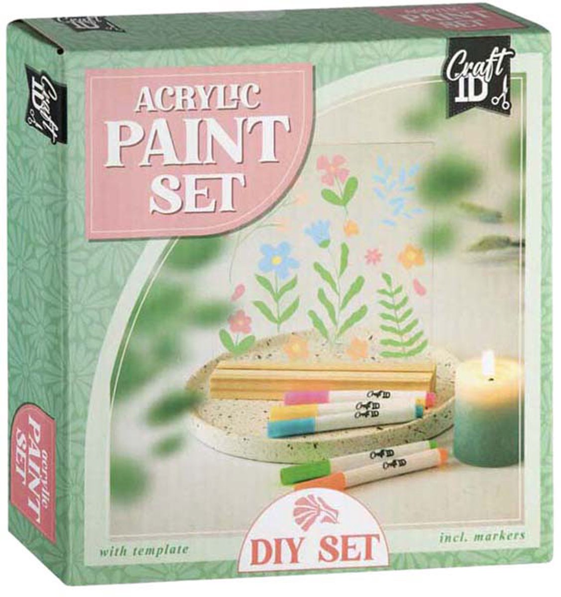 Creative Craft Group - Creative Craft Group Tegel schilderen bloemen - incl. 5 acrylmarkers