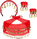Boland - set belly dance rood - volwassenen - vrouwen - buikdanseres - 1001 nacht- gypsy one size
