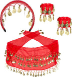 Boland - set belly dance rood - volwassenen - vrouwen - buikdanseres - 1001 nacht- gypsy one size