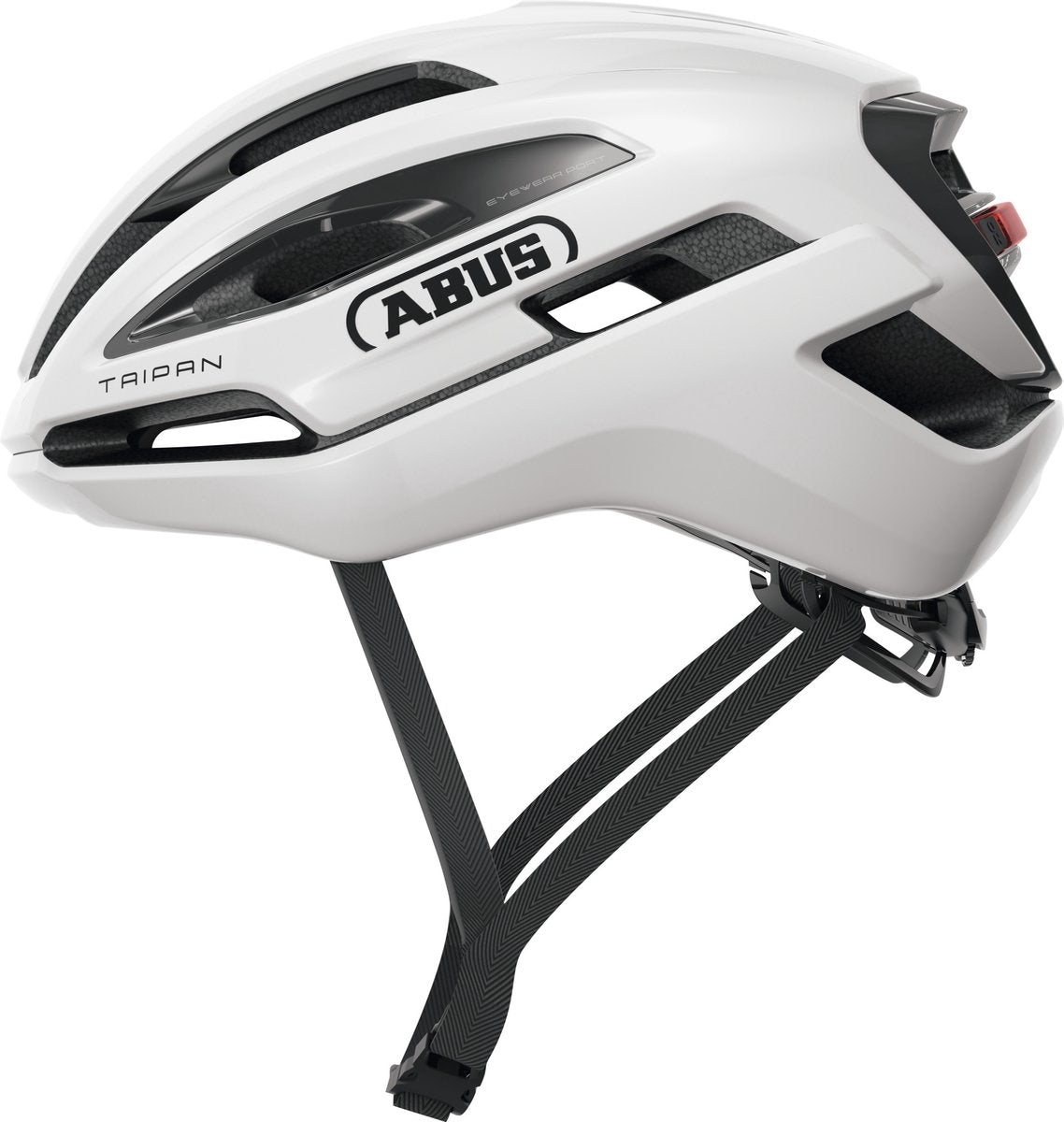 ABUS - ABUS Fietshelm taipan led shiny white m - 54-58 cm - wit - geschikt voor gebruik op gravel bikes - 295 g