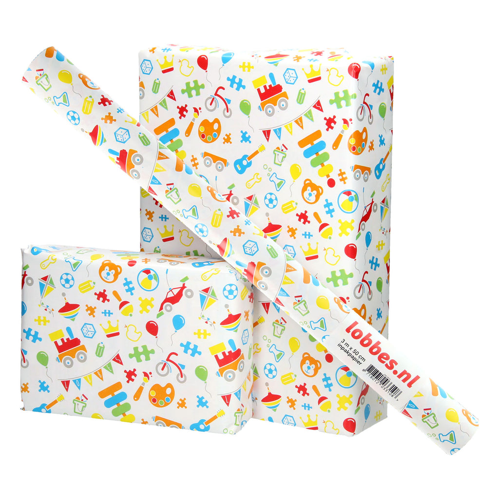Lobbes inpakpapier speelgoed, 3 mtr