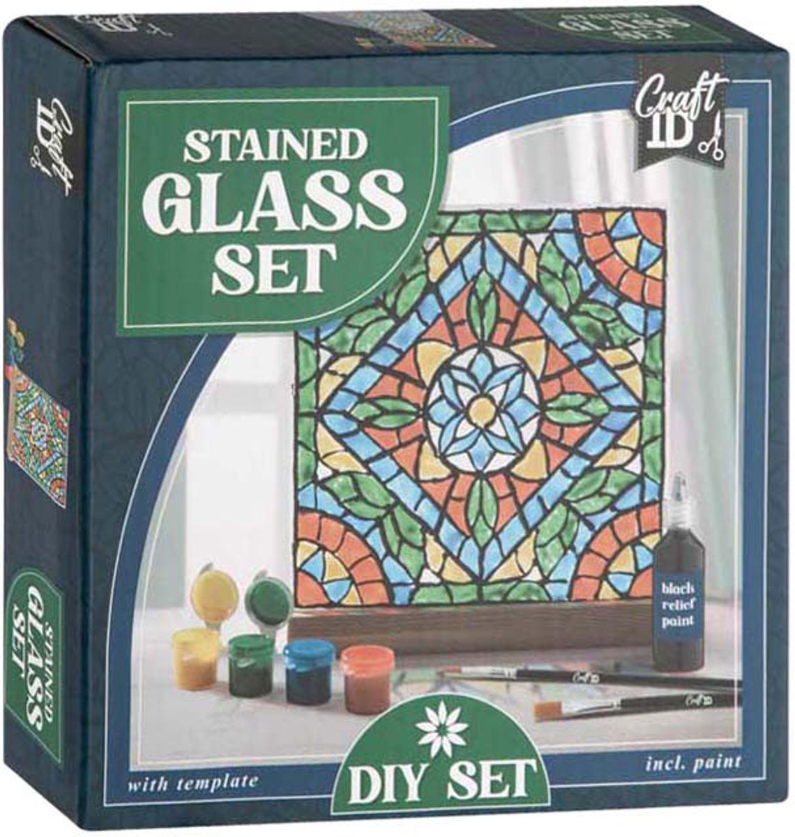 Creative Craft Group - Creative Craft Group Tegel schilderen glas in lood - incl. 4 verfkleuren & 2 kwasten