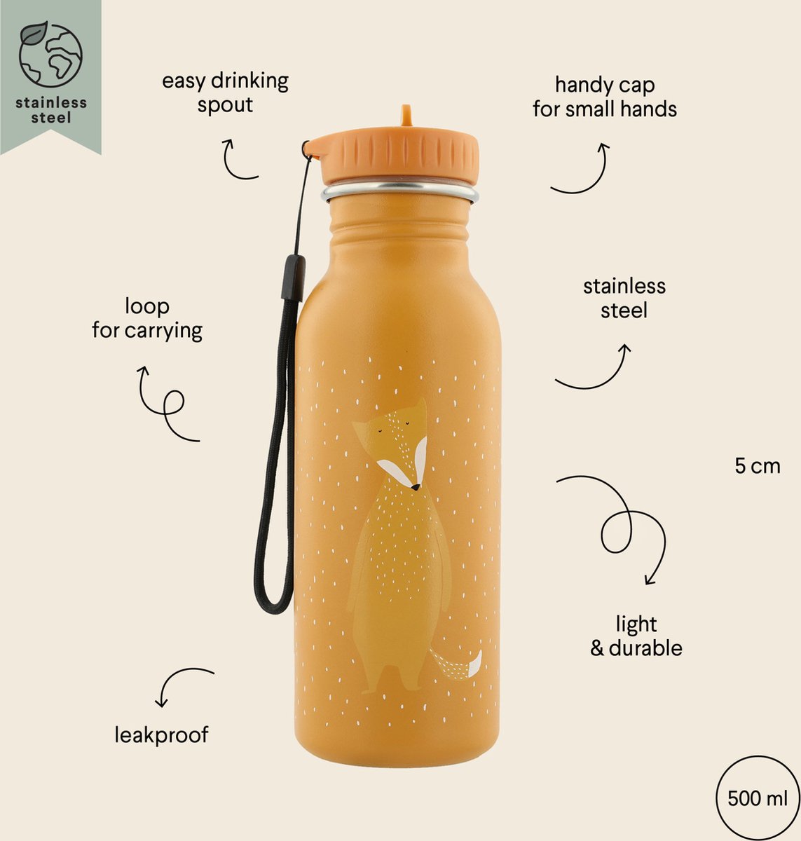 Trixie drinkfles vos mr fox -