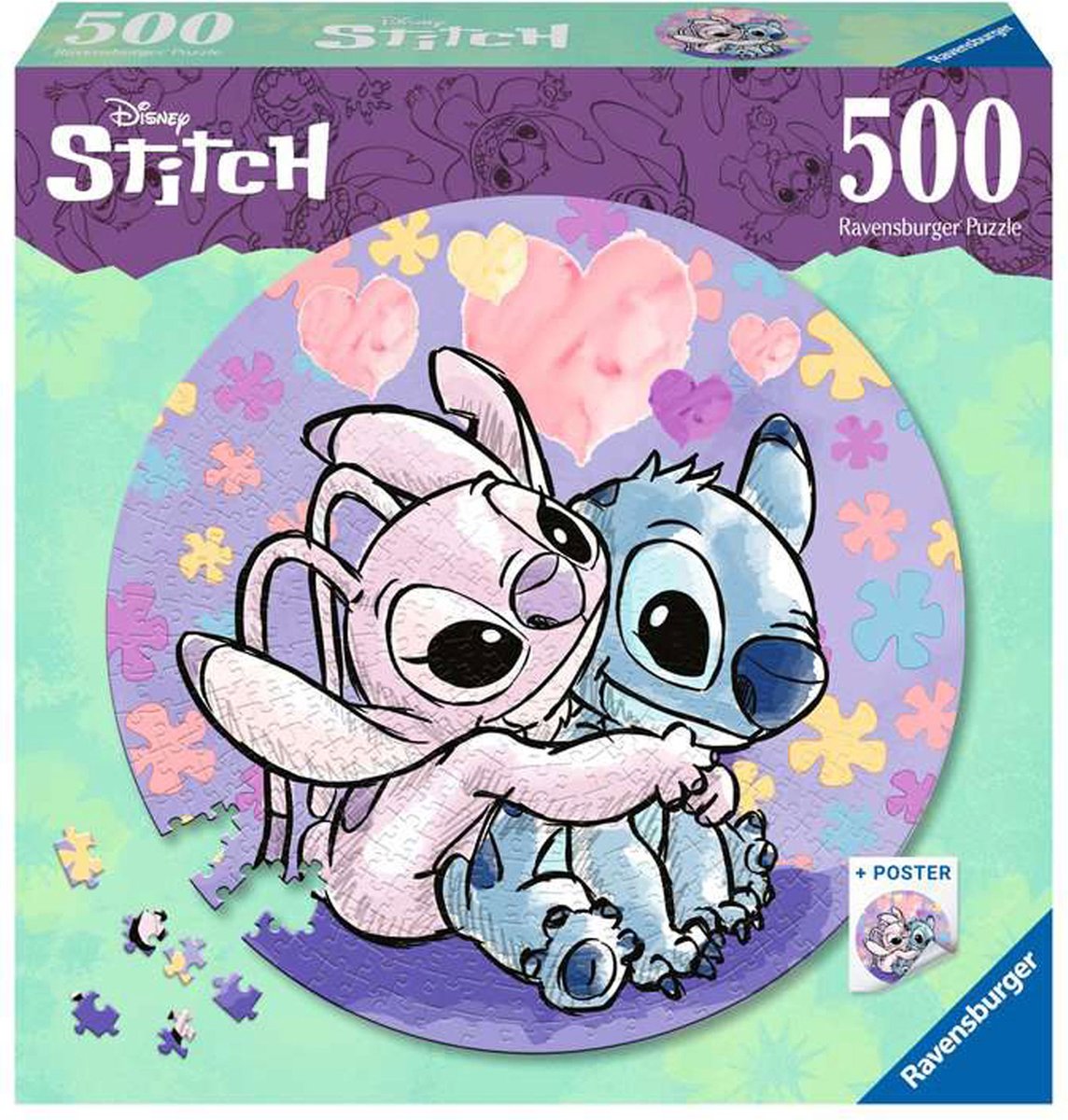 Ravensburger round puzzle disney stitch - legpuzzel - 500 stukjes
