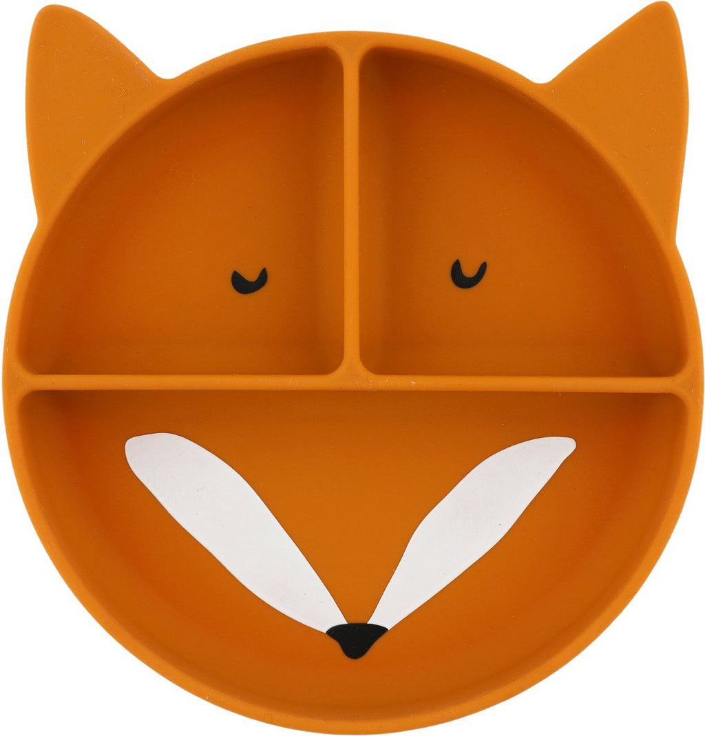 Trixie siliconen bord met vakjes en zuignap - mr. fox