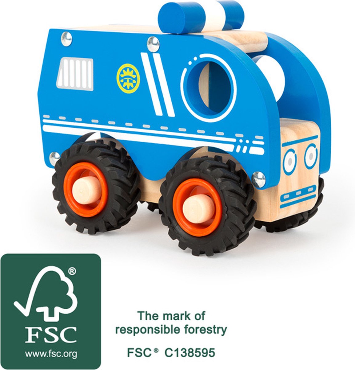 Small foot - houten politieauto blauw