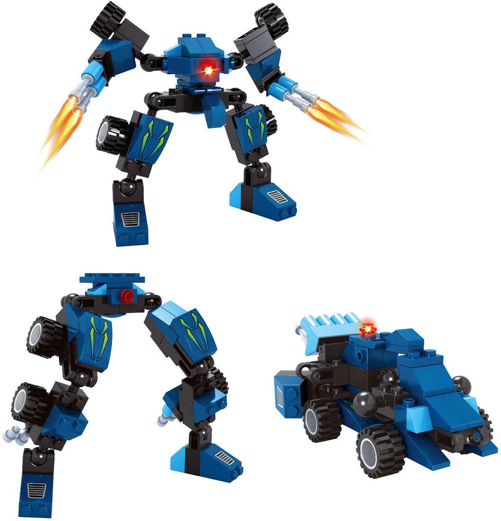 Lobbes Speelgoed- Lobbes SpeelgoedLobbes bouwset transformeerbare robot titan blauw 71-delig speelgoed.