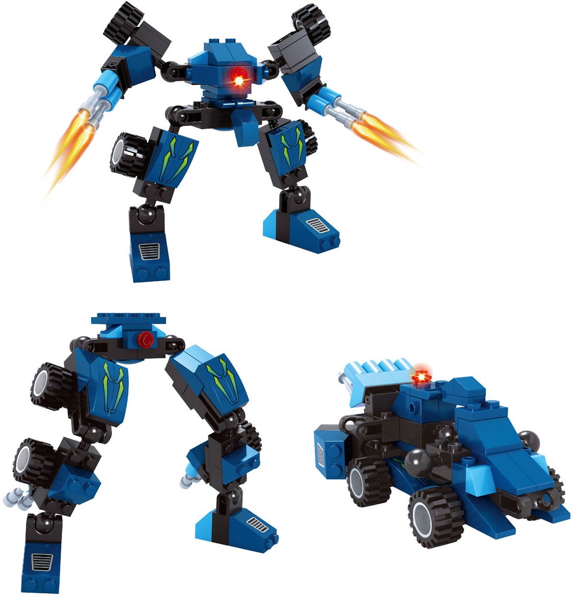 Lobbes Speelgoed- Lobbes SpeelgoedLobbes bouwset transformeerbare robot titan blauw 71-delig speelgoed.