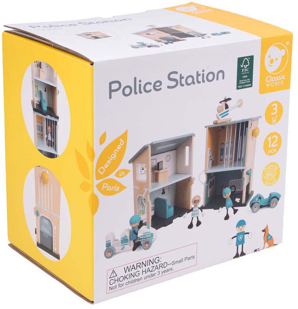 Classic World - houten politiebureau speelset voor kinderen.