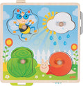 Goki puzzel: in de tuin 21,8x22,5x2,8cm, 4-delig, met achtergrondafbeeldingen, hout, 1+