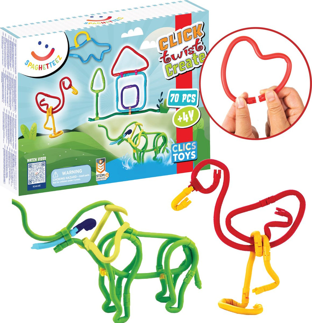 Spaghetteez 70stuks set- flexibele bouwstaafjes- speelgoed 4,5,6,7,8 jaar jongens en meisjes- knutselen meisjes jongens- constructie speelgoed- montessori speelgoed- educatief speelgoed