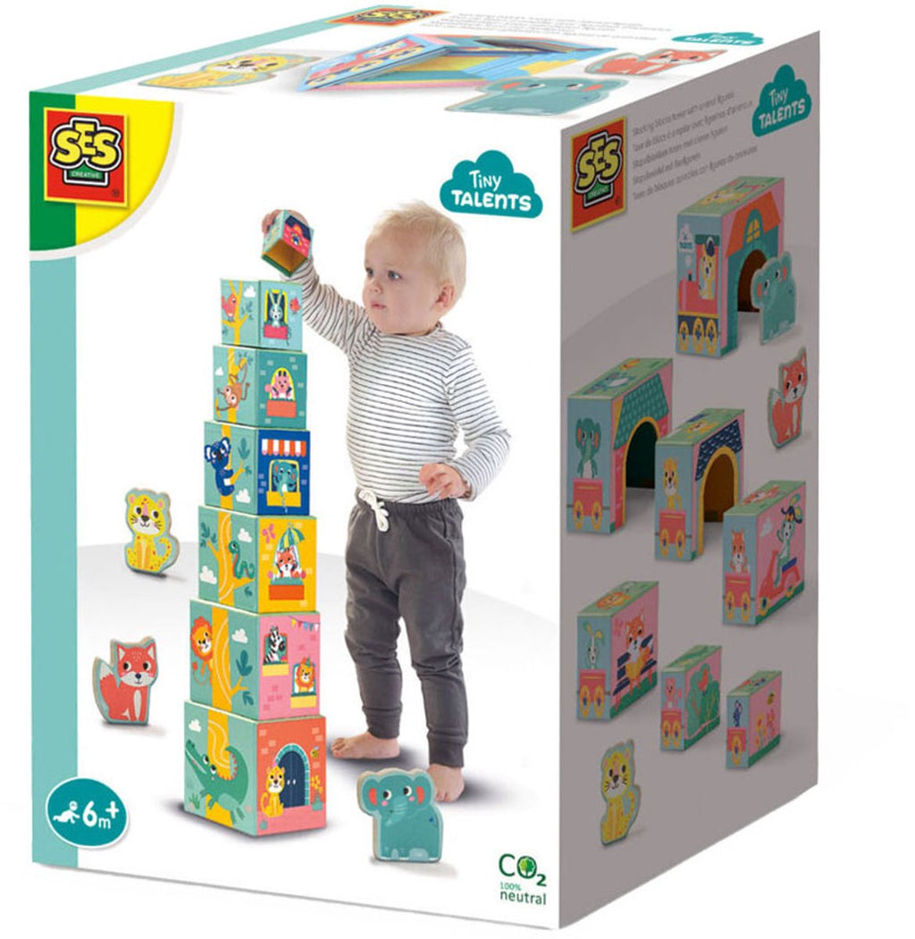 SES Creative - Creative Ses tiny talents stapelblokken toren met dieren figuren