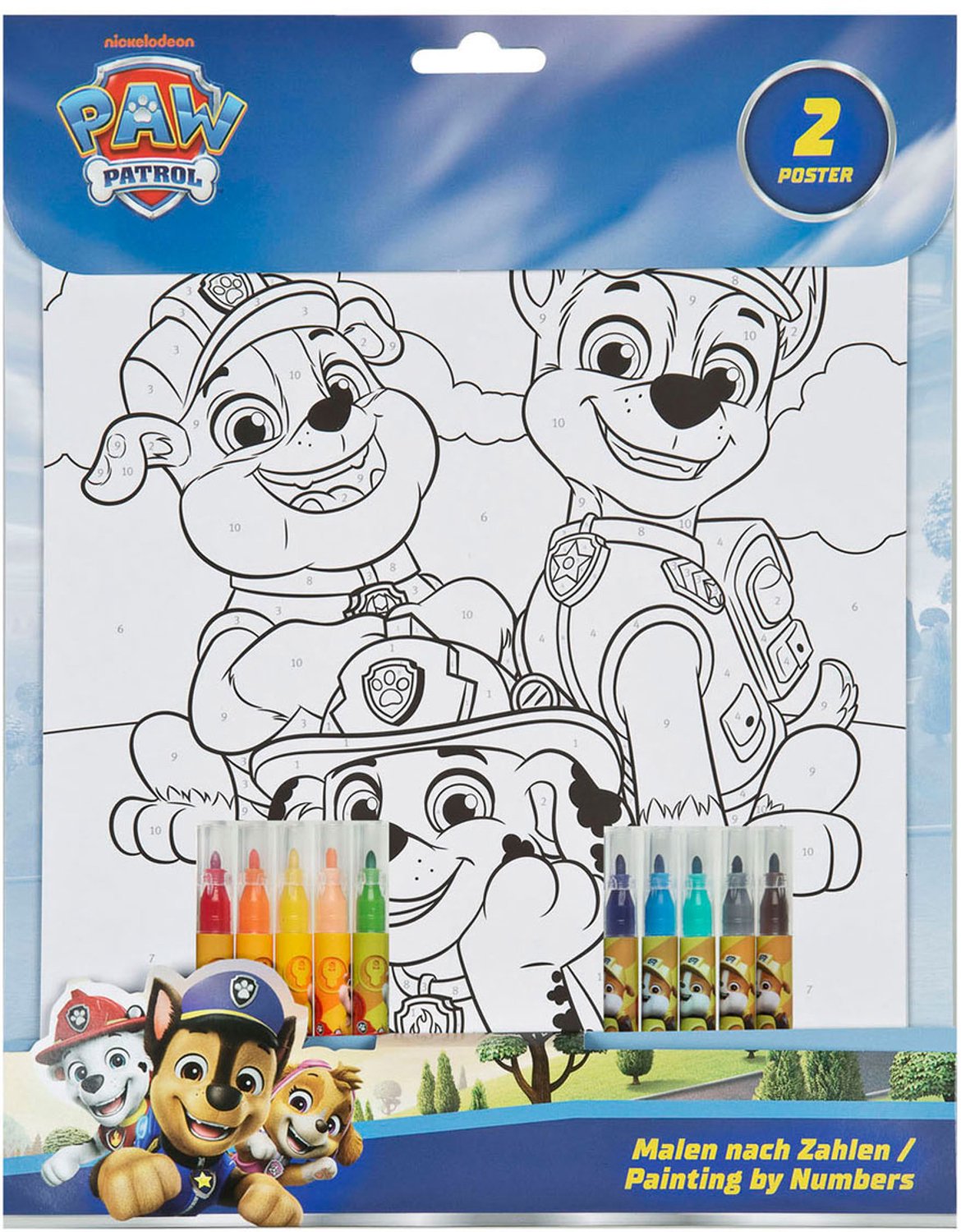 Undercover kleurset paw patrol kleuren op nummer voor kinderen.