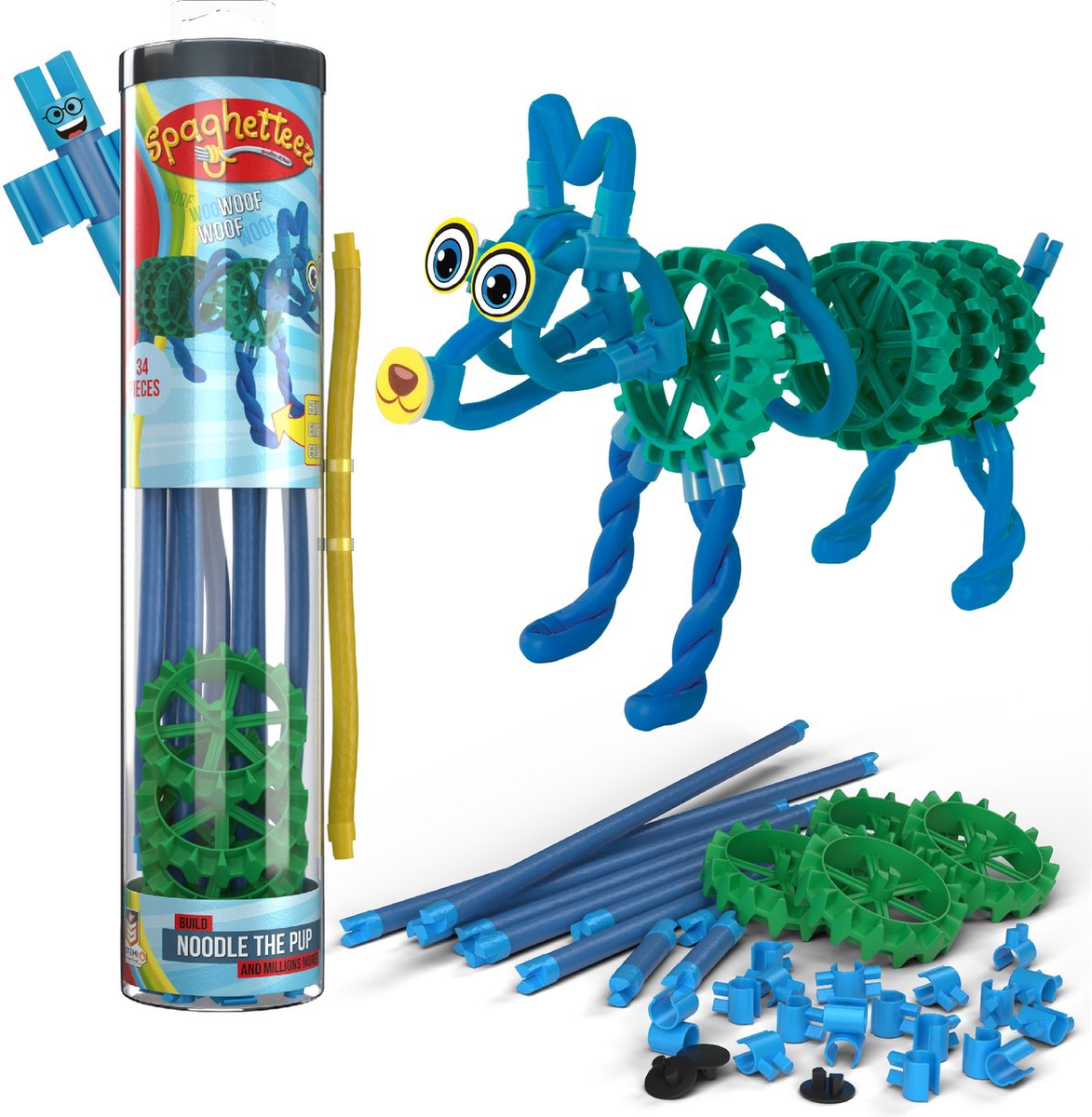 Spaghetteez noodle the pup flexibele bouwstaafjes, 34dlg.