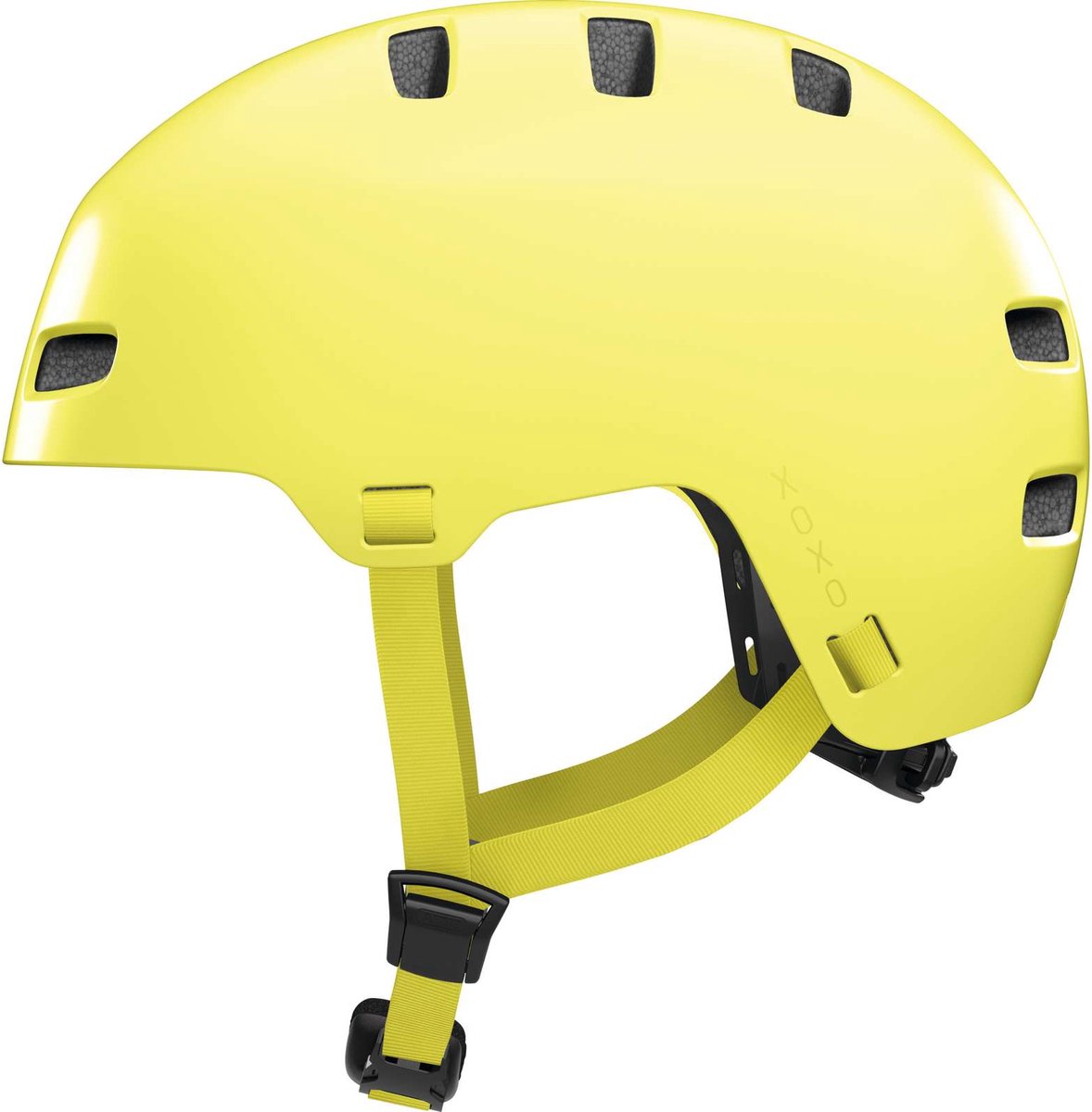 Abus fietshelm xoxo mono yellow l - 57-61 cm - geel - geschikt voor gebruik op elektrische fietsen - stadsfietsen - 440 g
