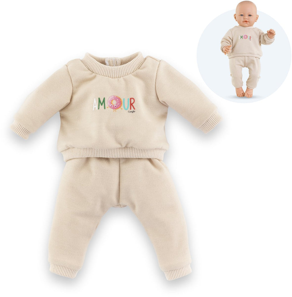 Corolle babypop trainingspak - beige outfit voor pop 42cm.