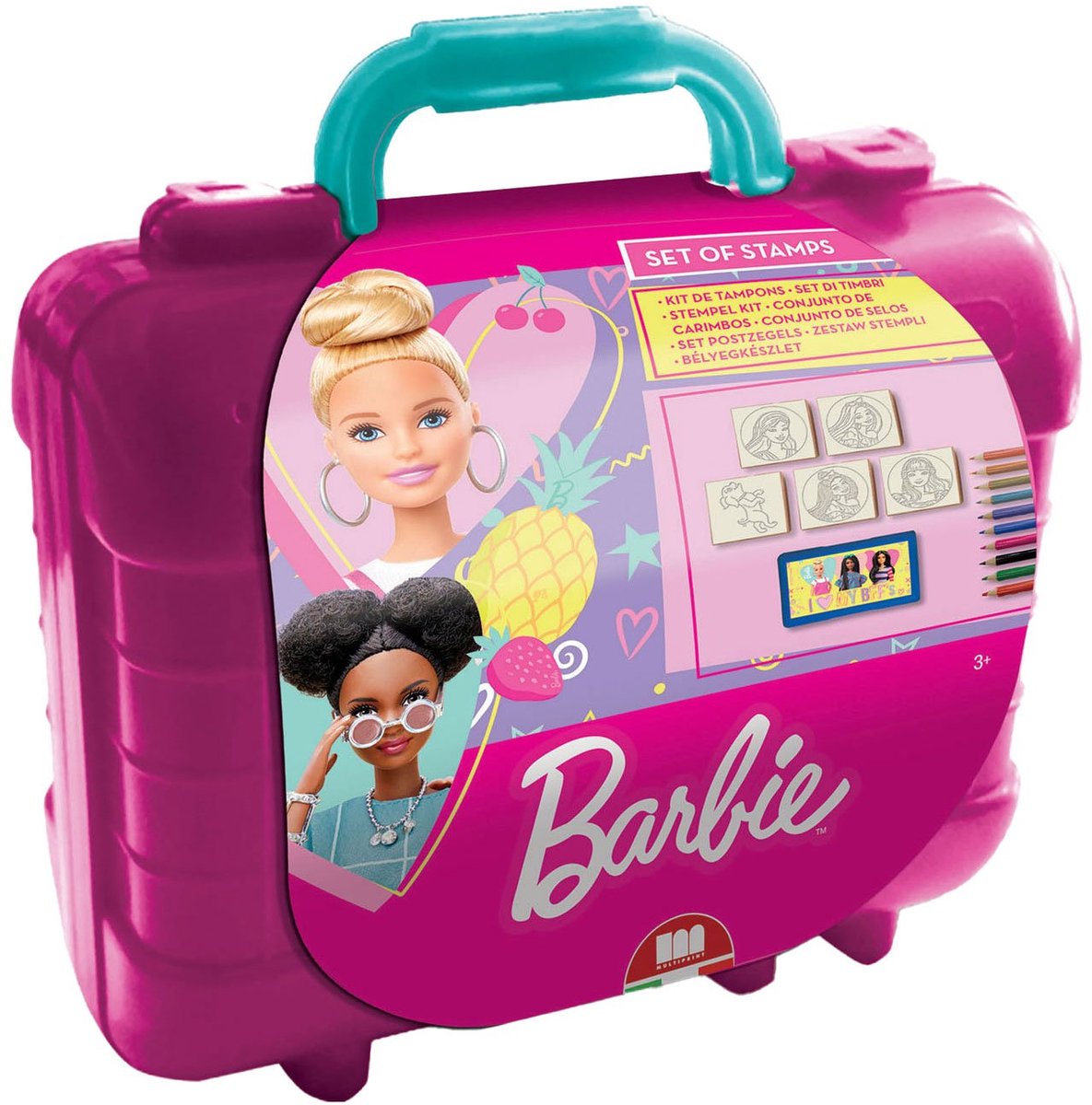 Multiprint - Multiprint barbie creatieve reis stempel- en kleurkoffer voor kinderen.