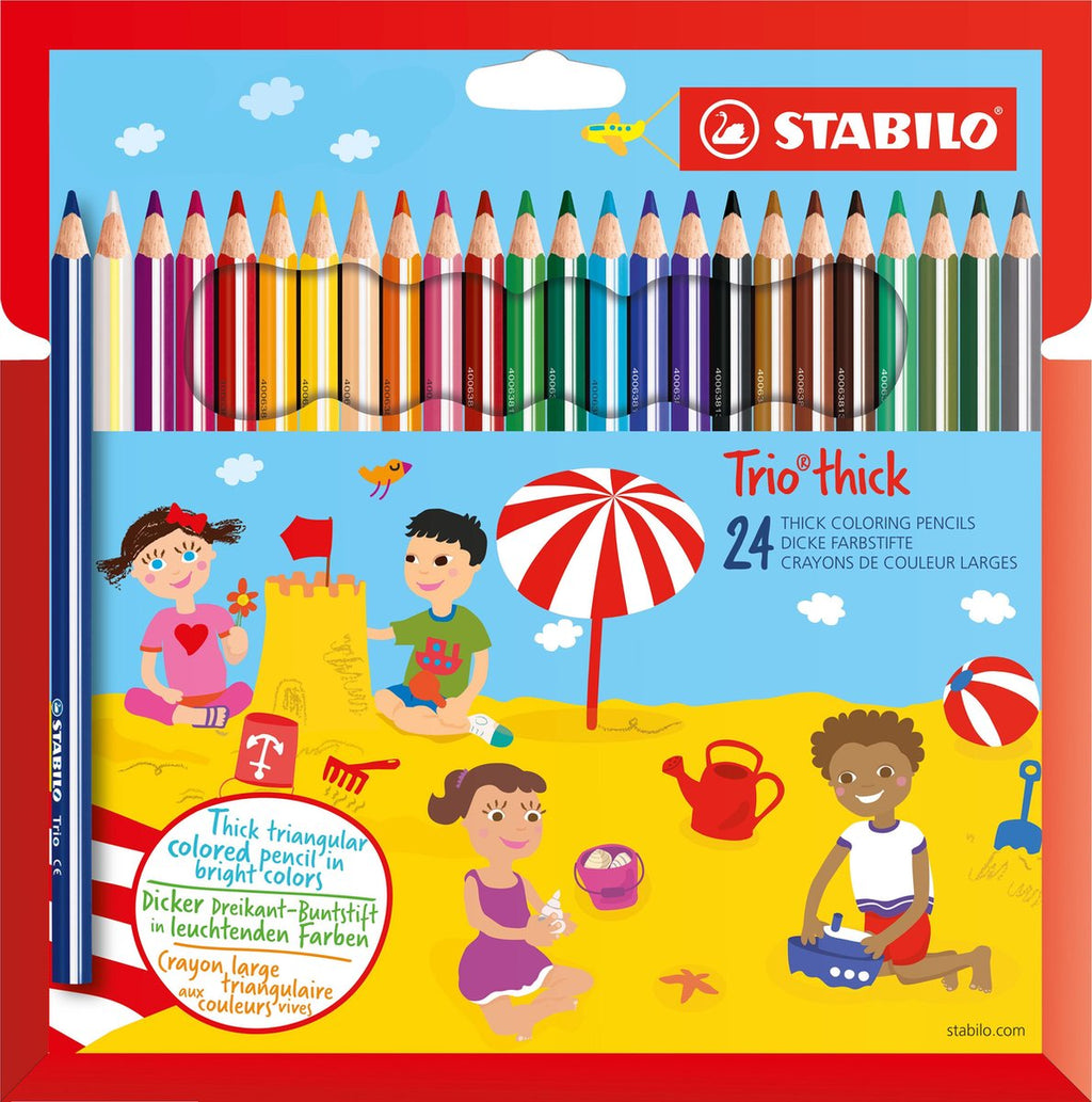 STABILO - STABILO trio thick - driekantig kleurpotloden met extra dikke kern 42 mm - etui met 24 kleuren