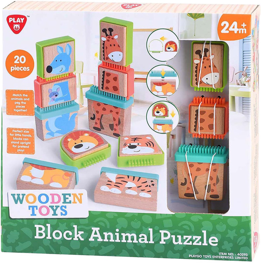 Playgo play houten blokpuzzel dieren - educatief speelgoed 20-delig.