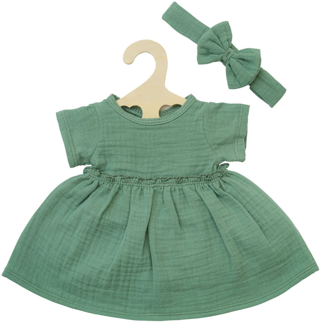 Heless poppenjurk groen met ruches, 28-35 cm