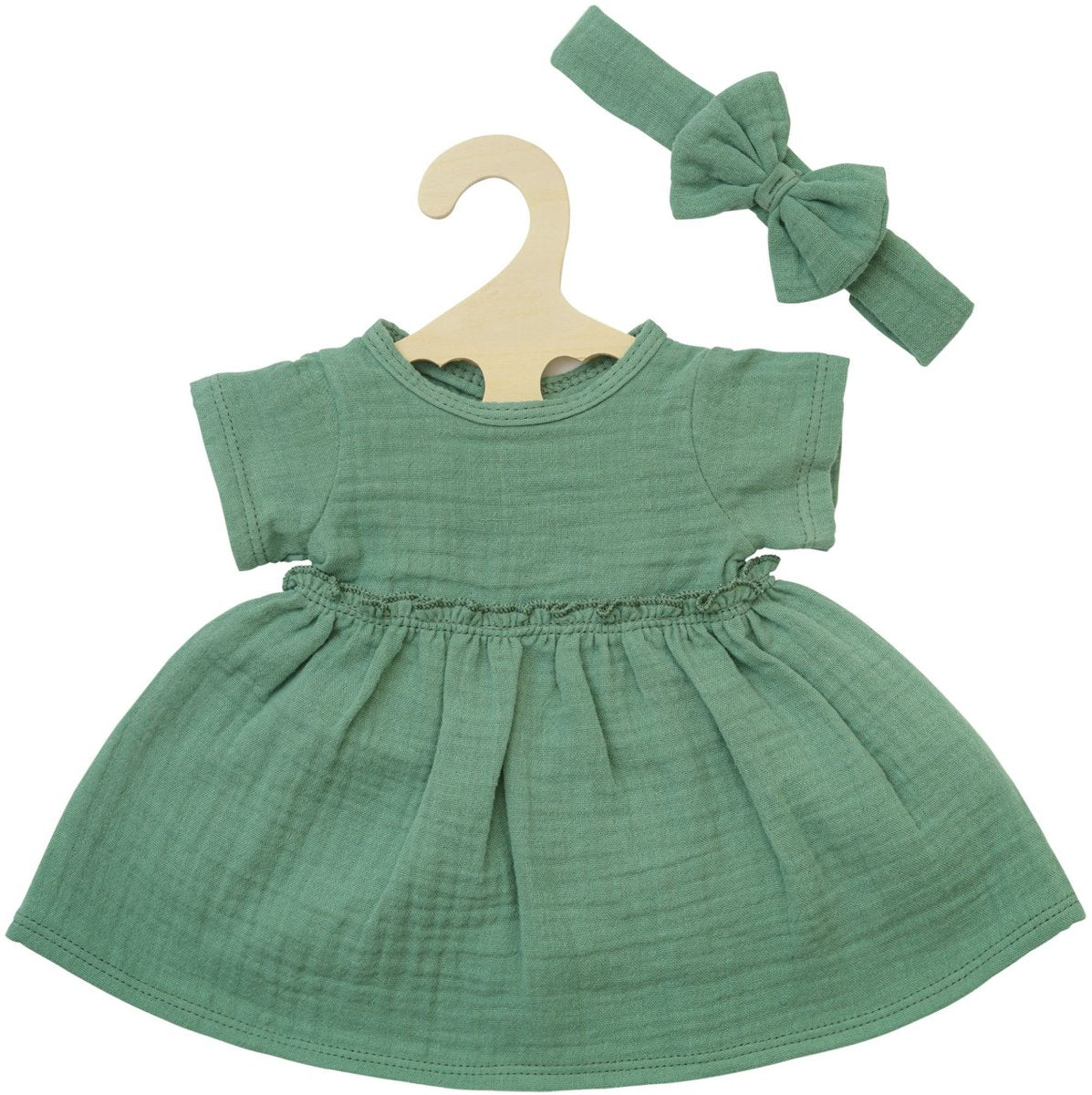 Heless poppenjurk groen met ruches, 28-35 cm