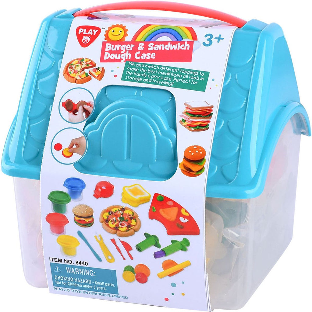 Playgo - go hamburger en sandwich kleiset in opbergdoos - 4 kleipotjes