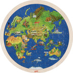 Goki dubbelzijdige houten puzzel - wereldbol, 57st.