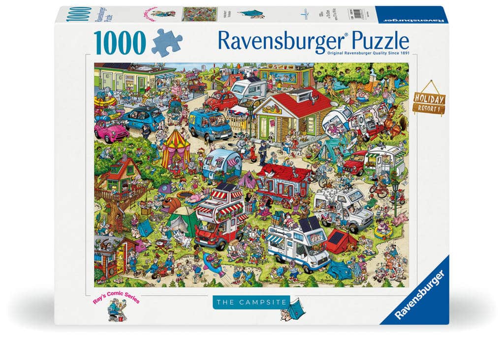 Ravensburger - puzzel holiday resort 1 - camping cartoon legpuzzel 1000 stukjes.