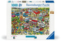 Ravensburger - puzzel holiday resort 1 - camping cartoon legpuzzel 1000 stukjes.