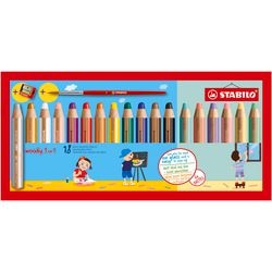 STABILO - STABILO woody 3 in 1 - multitalent kleurpotlood - set 18 st. + puntenslijper